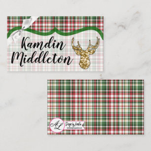 Personalized Place Cards Gold Glitter Reindeer Pla
