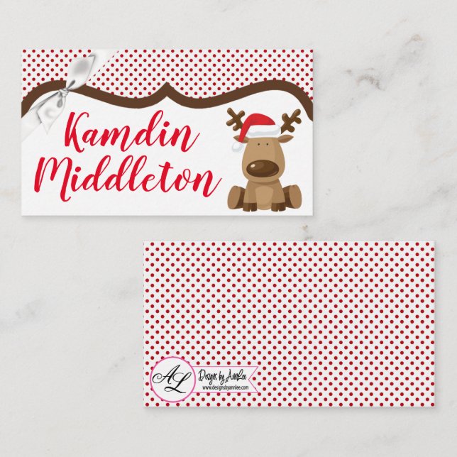 Personalized Place Cards Reindeer Christmas XMAS P (Front/Back)