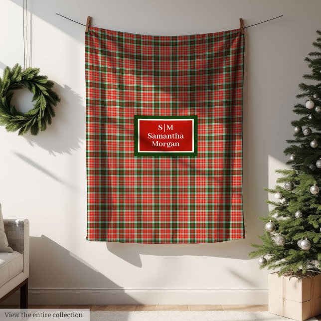 Personalized Plaid Blanket Chic Red Green Xmas (Personalized Plaid Blanket Chic Red Green Christmas)