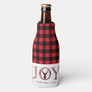 Personalized Plaid Christmas Bottle Cooler