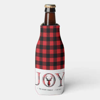 Personalized Plaid Christmas Bottle Cooler