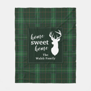 Personalized Plaid Christmas Holiday Family Home Fleece Blanket