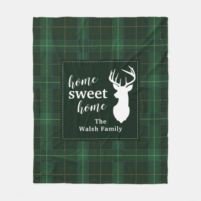 Personalized Plaid Christmas Holiday Family Home Fleece Blanket (Front)