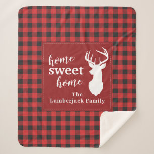 Personalized Plaid Christmas Holiday Lumberjack Sherpa Blanket