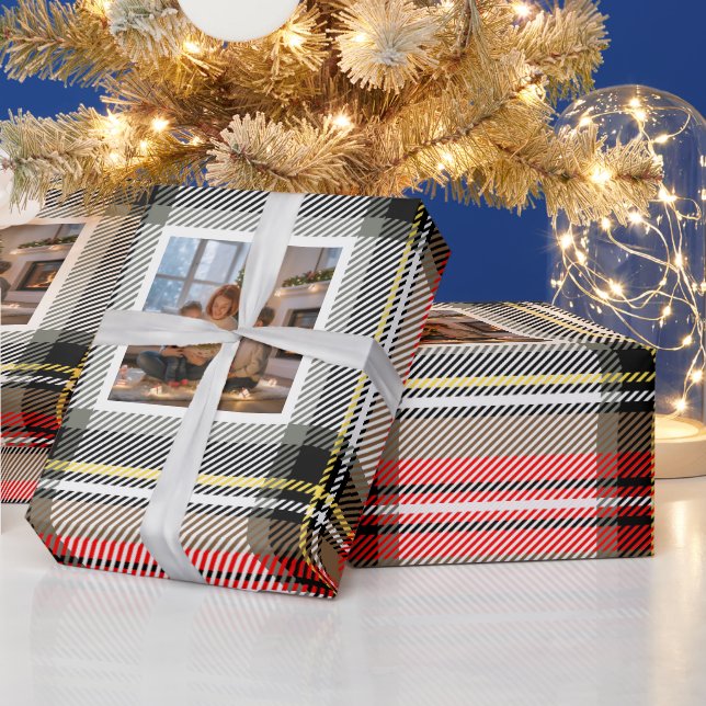 Personalized Plaid Christmas Photo Wrapping Paper (Holidays)