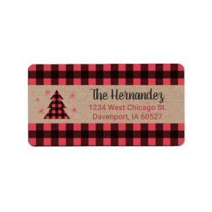 Personalized Plaid Christmas Return Address Label
