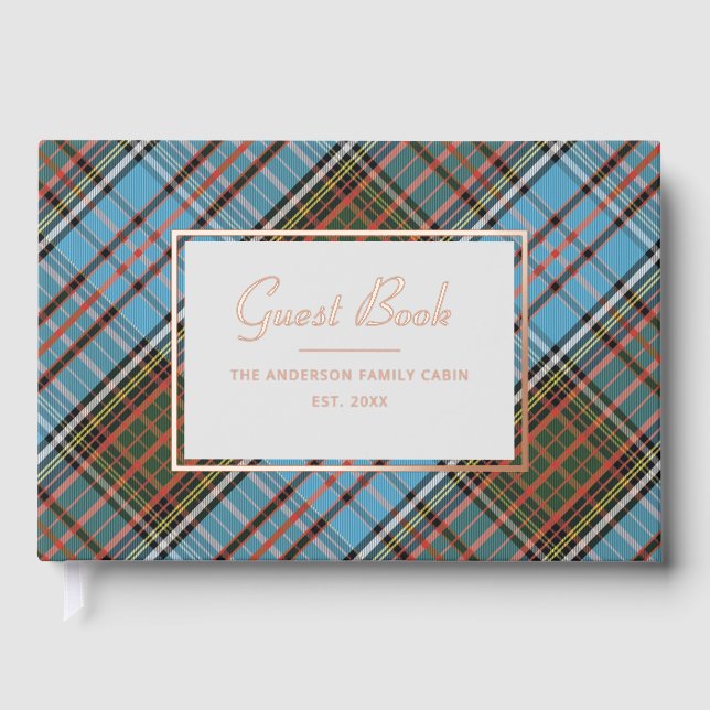 Personalized Plaid Clan Anderson Elegant Tartan Guest Book (Front)
