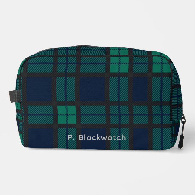 Personalized Plaid Clan Black Watch Tartan Dopp Kit (Front)