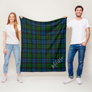 Personalized Plaid Clan Campbell Military Tartan Fleece Blanket