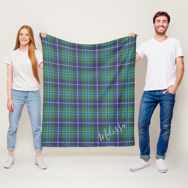 Personalized Plaid Clan Douglas Tartan Pattern Fleece Blanket (In Situ)