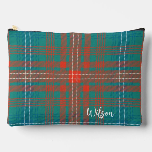 Personalized Plaid Classic Rustic Wilson Tartan Accessory Pouch (Front)