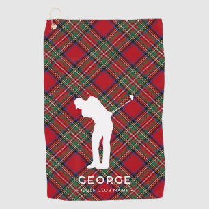 Personalized Plaid Club Name Rustic Stewart Tartan Golf Towel