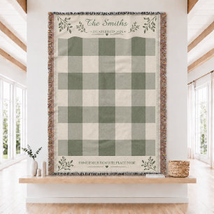 Personalized Plaid Couples Woven Throw Blanket