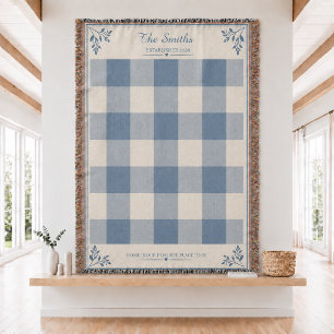 Personalized Plaid Couples Woven Throw Blanket
