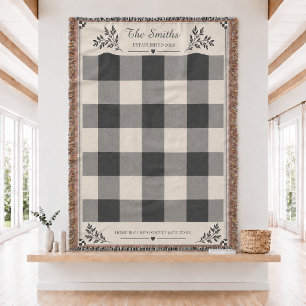 Personalized Plaid Couples Woven Throw Blanket