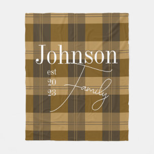 Personalized Plaid Family Name Fleece Blanket