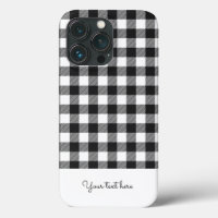 Personalized Plaid Gingham Black White Monogram