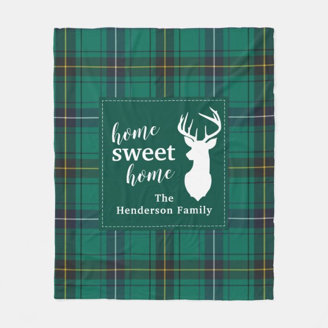 Personalized Plaid Holiday Tartan Clan Henderson Fleece Blanket (Front)