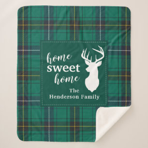 Personalized Plaid Holiday Tartan Clan Henderson Sherpa Blanket