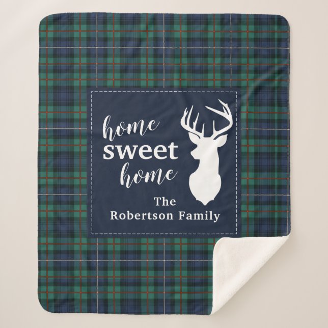Personalized Plaid Holiday Tartan Clan Robertson Sherpa Blanket (Front)