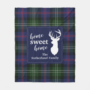 Personalized Plaid Holiday Tartan Clan Sutherland Fleece Blanket