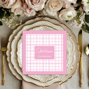 Personalized Plaid Napkins Classic Pink Charm