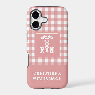 Personalized Plaid Pattern RN Registered Nurse