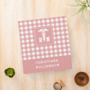 Personalized Plaid Pattern RN Registered Nurse Binder