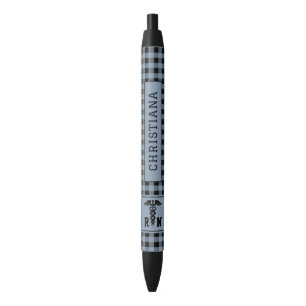 Personalized Plaid Pattern RN Registered Nurse Black Ink Pen