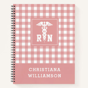 Personalized Plaid Pattern RN Registered Nurse Notebook