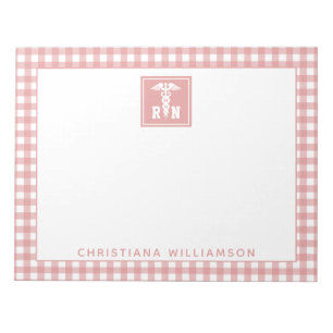 Personalized Plaid Pattern RN Registered Nurse Notepad