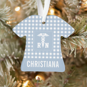 Personalized Plaid Pattern RN Registered Nurse Ornament