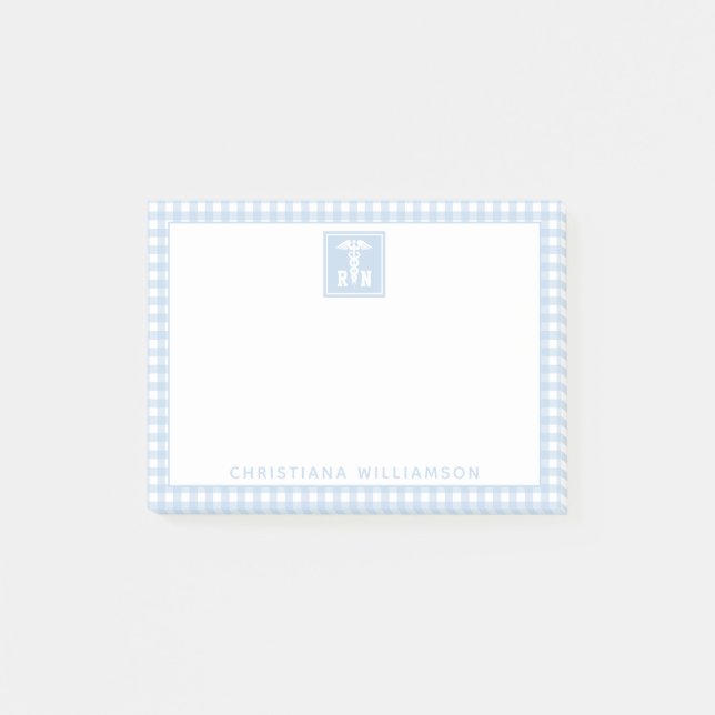 Personalized Plaid Pattern RN Registered Nurse Post-it Notes (Front)