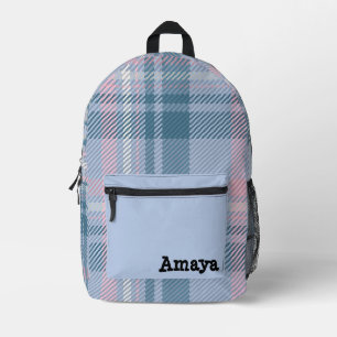 Personalized Plaid Printed Backpack