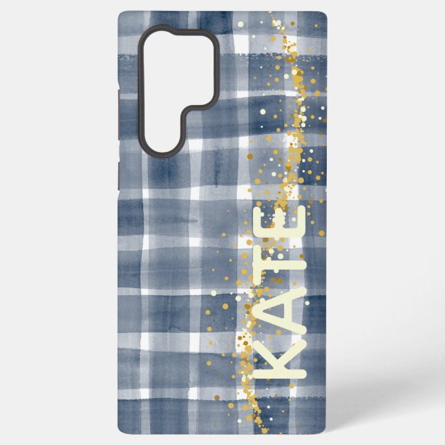 Personalized Plaid Samsung Galaxy Case with Name (Back)