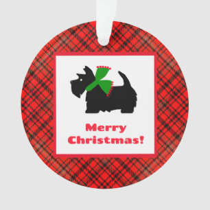 Personalized Plaid Scotty Dog  Ornament