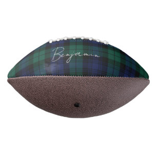 Personalized Plaid Script Green Tartan Custom Football