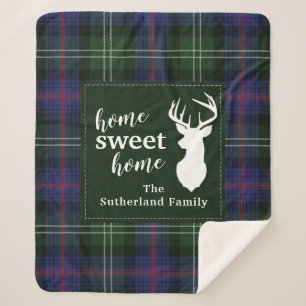 Personalized Plaid Sweet Home Sutherland Tartan Sherpa Blanket