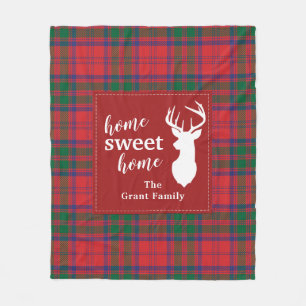 Personalized Plaid Sweet Home Tartan Clan Grant Fleece Blanket