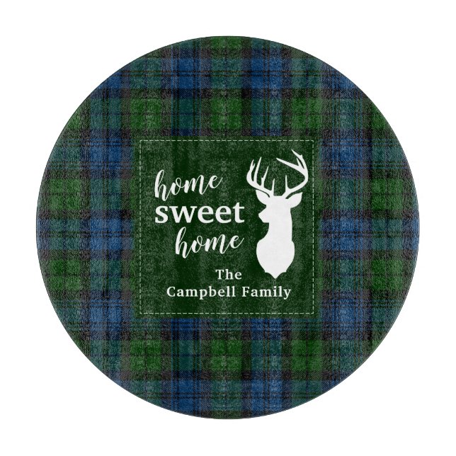 Personalized Plaid Tartan Clan Campbell Military Cutting Board (Front)
