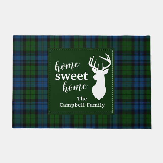 Personalized Plaid Tartan Clan Campbell Military Doormat (Front)
