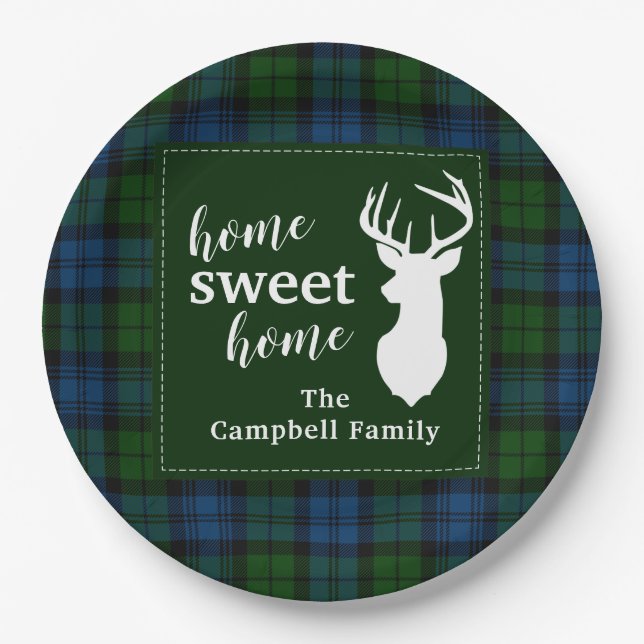 Personalized Plaid Tartan Clan Campbell Military Paper Plate (Front)
