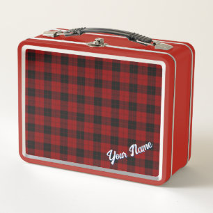 PERSONALIZED PLAID TARTAN PATTERN METAL LUNCH BOX