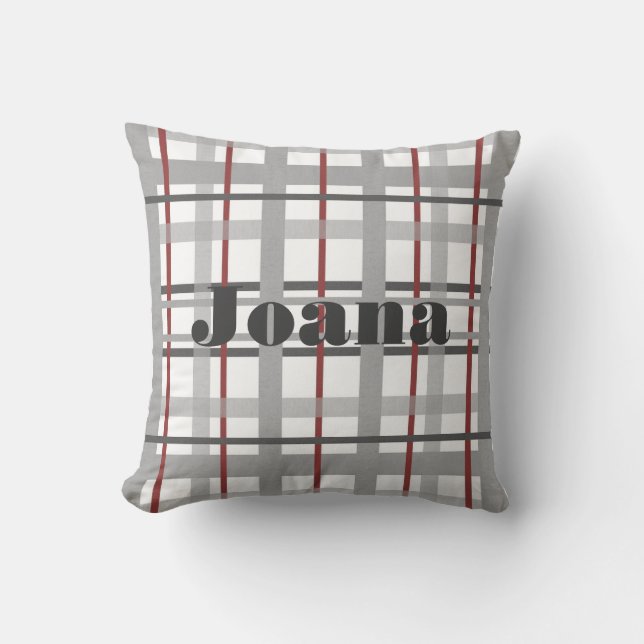 Personalized Plaid Throw Pillow (Front)