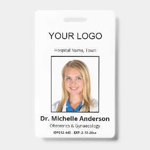 Personalized Plain White Doctor Photo Identity Badge