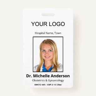 Personalized Plain White Doctor Photo Identity Badge