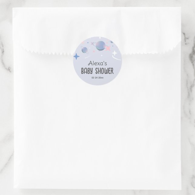 personalized planet and star Round Sticker (Bag)