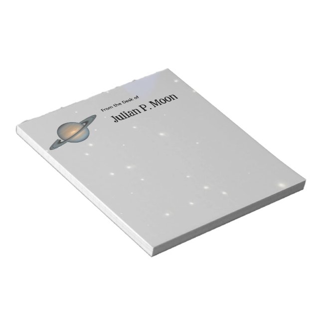 Personalized Planet Saturn with Rings Outer Space Notepad (Angled)