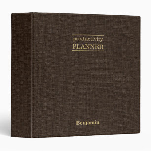 Personalized Planner Notes Brown Linen Look Binder