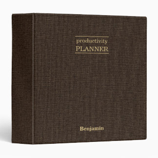 Personalized Planner Notes Brown Linen Look Binder